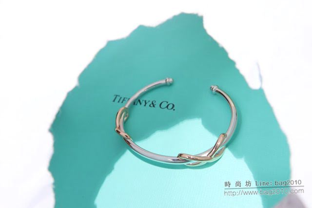 Tiffany純銀飾品 蒂芙尼女士專櫃爆款純銀八字繩結分色電鍍手鐲 Tiffany開口手環  zgt1678